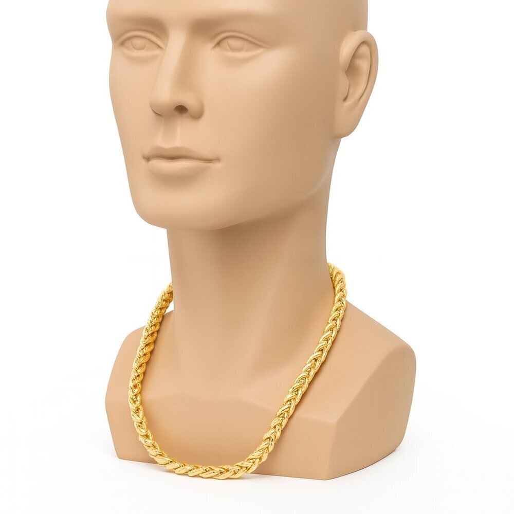 Men’s Gold Colored Chain Necklace 12mm, Stainless Steel Clasp, HHIOK NIB Holiday